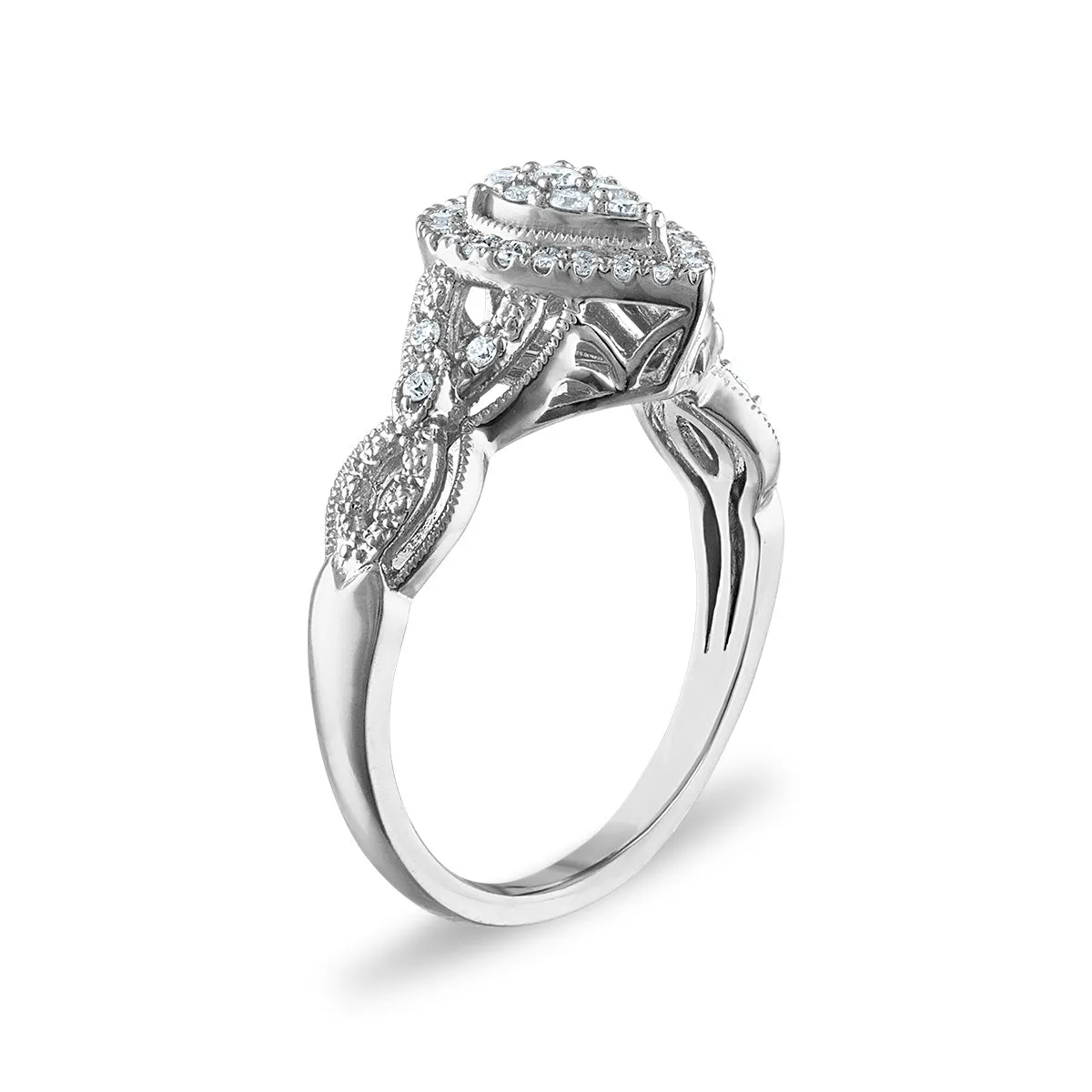 1/3 CTW Diamond Halo Bridal Set Ring in 10KT White Gold