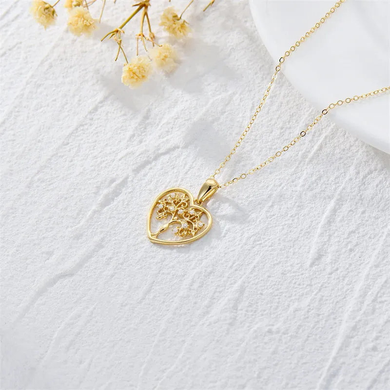 14K Gold Moissanite Tree of Life Pendant Necklace