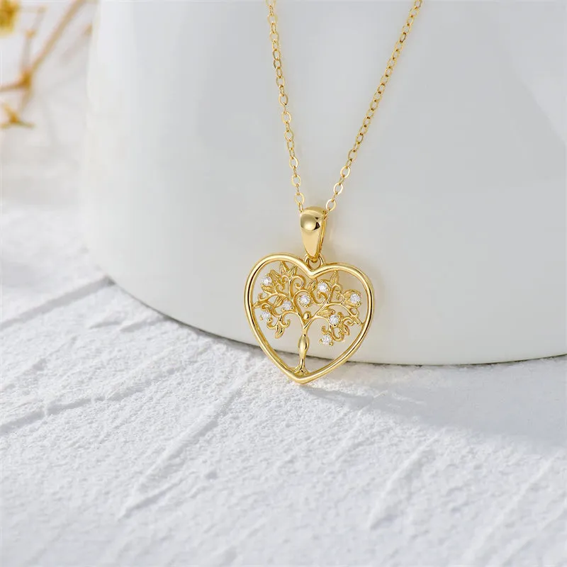 14K Gold Moissanite Tree of Life Pendant Necklace