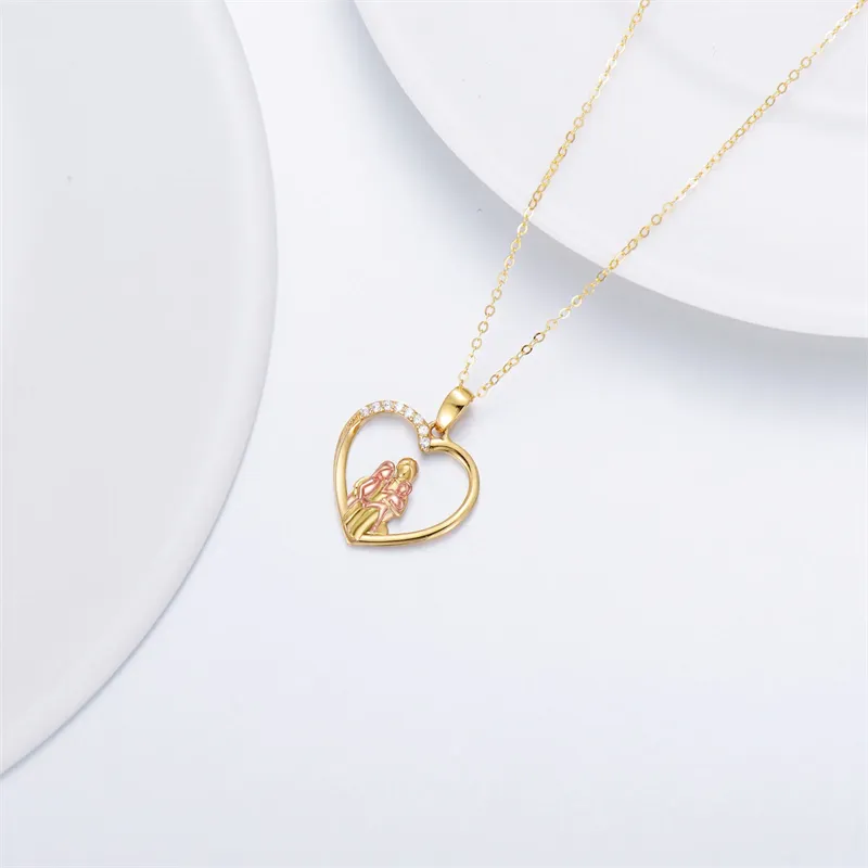 14K Gold Mother Daughte Son Pendant Necklace