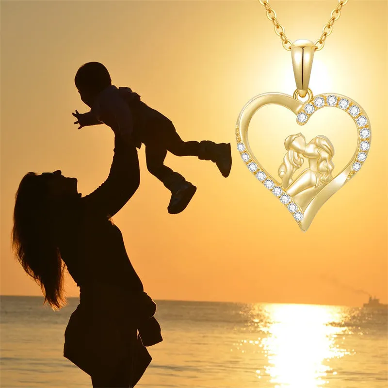 14K Gold Mother Daughte Son Pendant Necklace