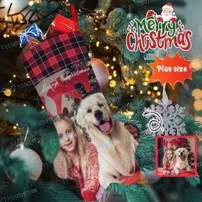 16.6in(L) Plus Size-Custom Family's Photo Socks Paw Christmas Stocking Holiday Decor Gifts