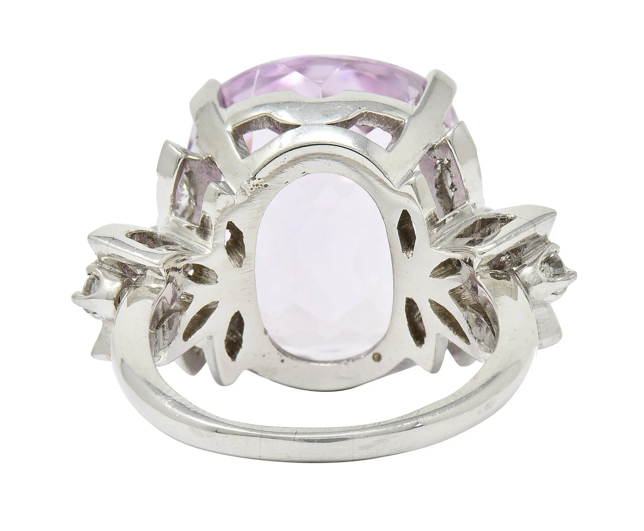 1960's Vintage Mixed Cushion Kunzite Diamond Platinum Cocktail Ring