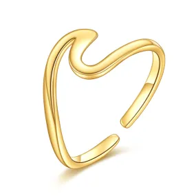 9K Yellow Gold Wave Adjustable Ring