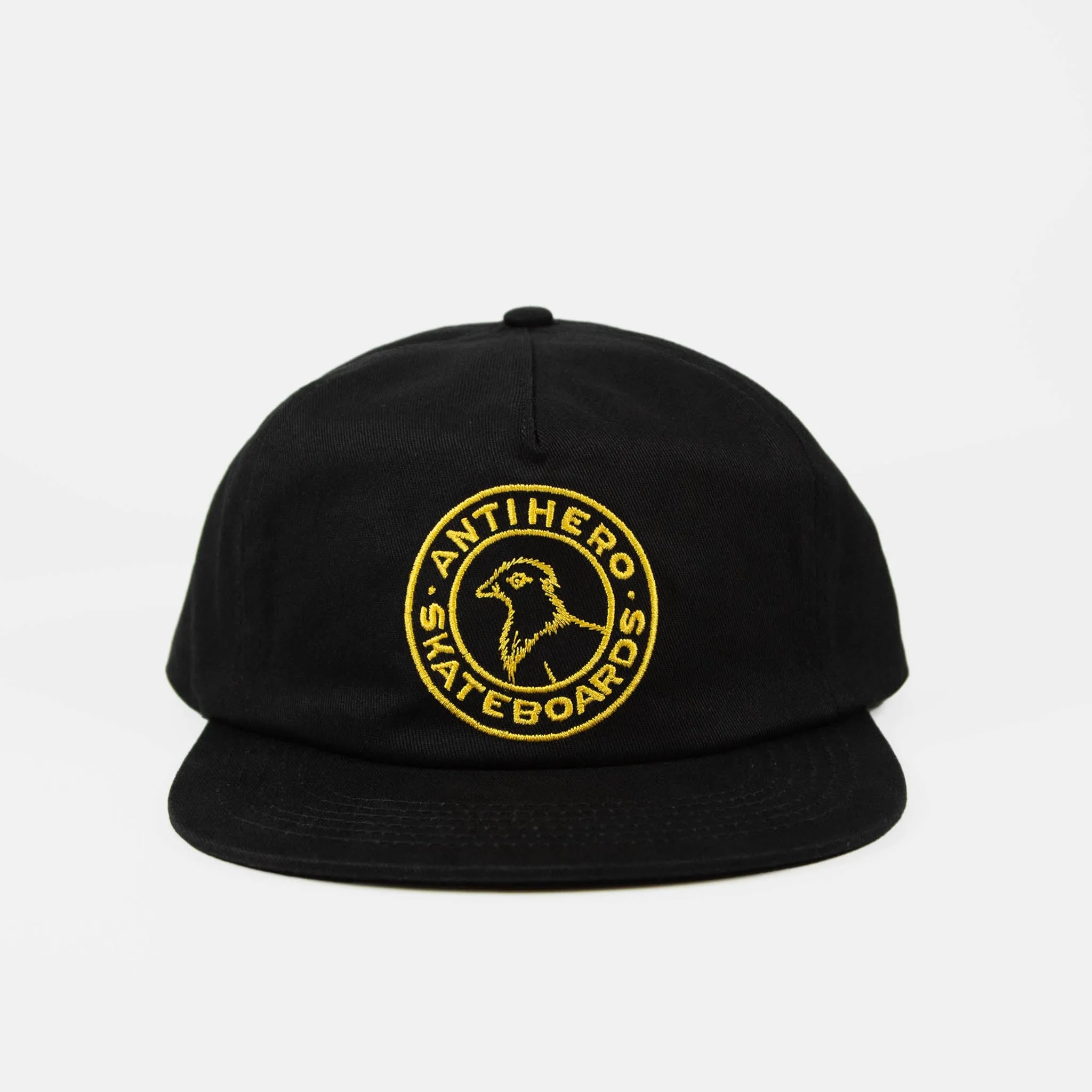 Anti Hero Skateboards - Basic Pigeon Round Snapback Cap - Black / Gold