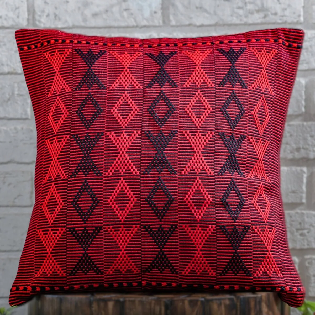 Black & Red Arrowhead Large Handwoven Cushion Cover