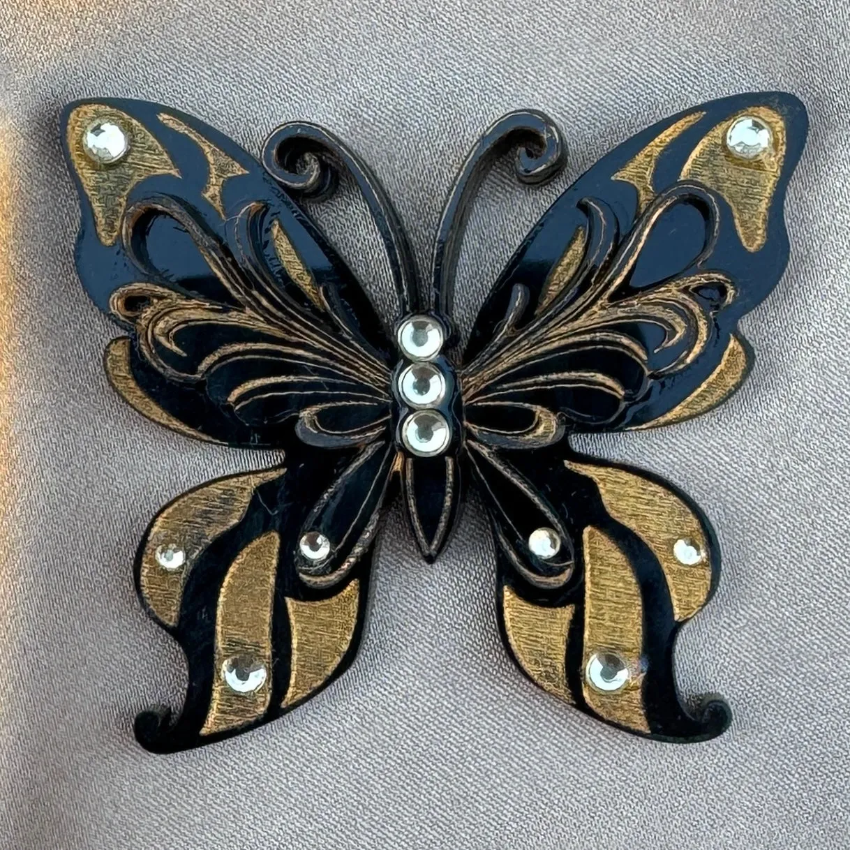 Black butterfly - Brooch - Set of 2