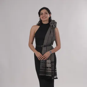 Black Wool and Silk Handwoven Stole