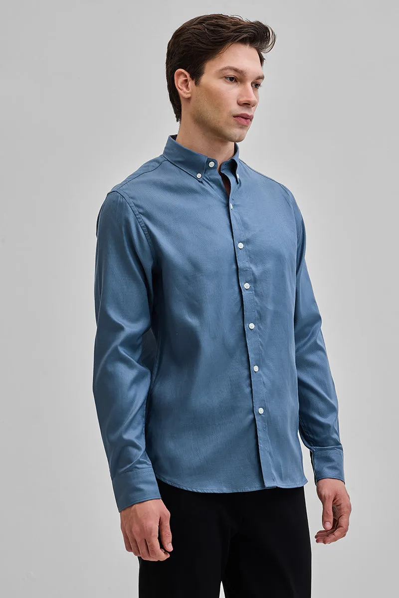 Blue Solid Oxford Shirt