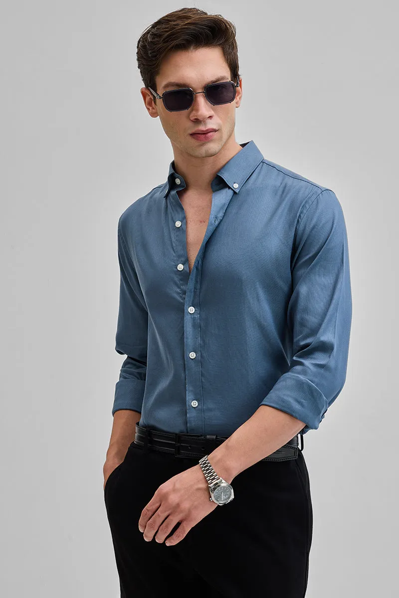 Blue Solid Oxford Shirt