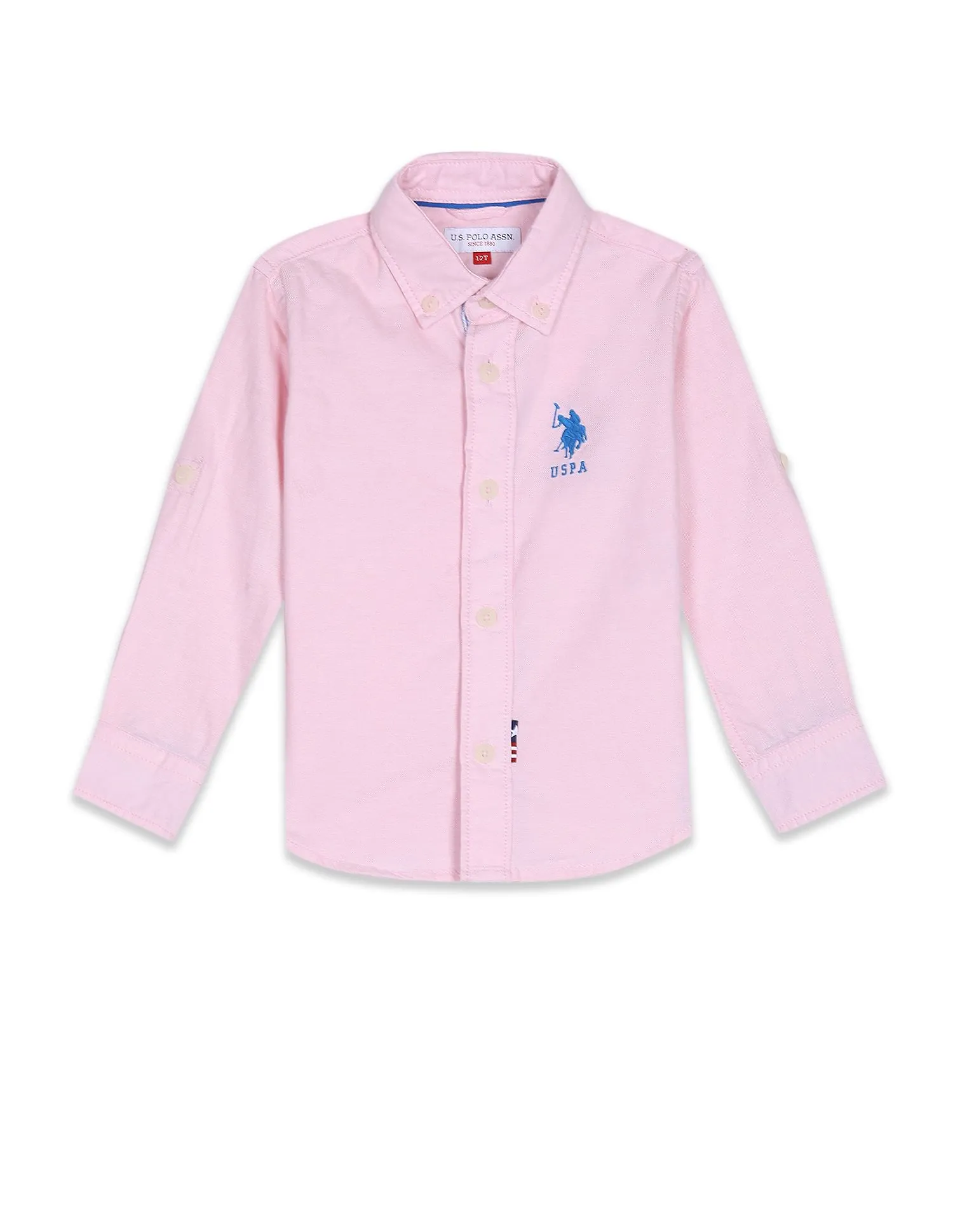 Boys Button Down Collar Solid Casual Shirt