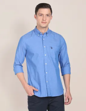 Button Down Collar Oxford Casual Shirt