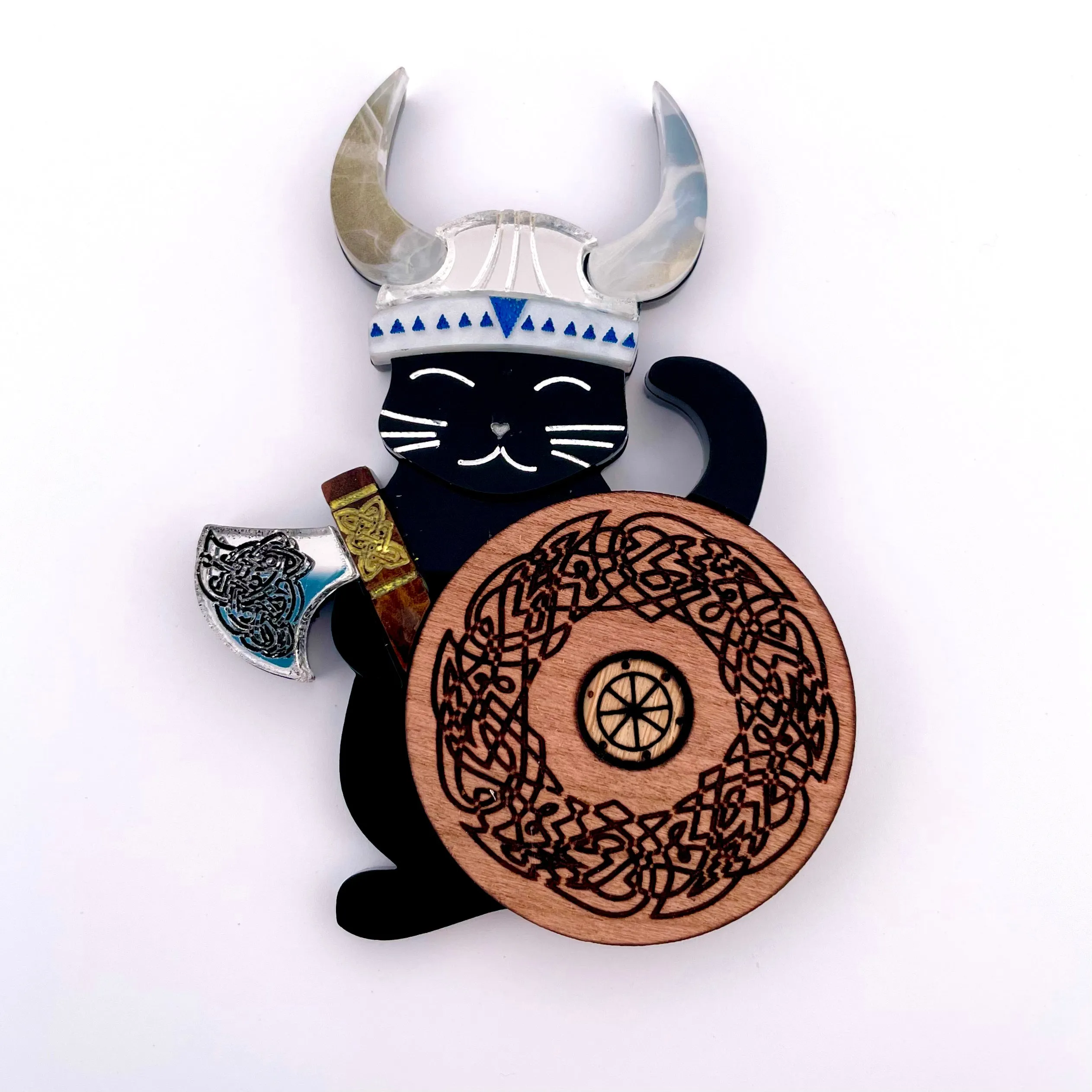 Eric the Viking black Kitty - Brooch