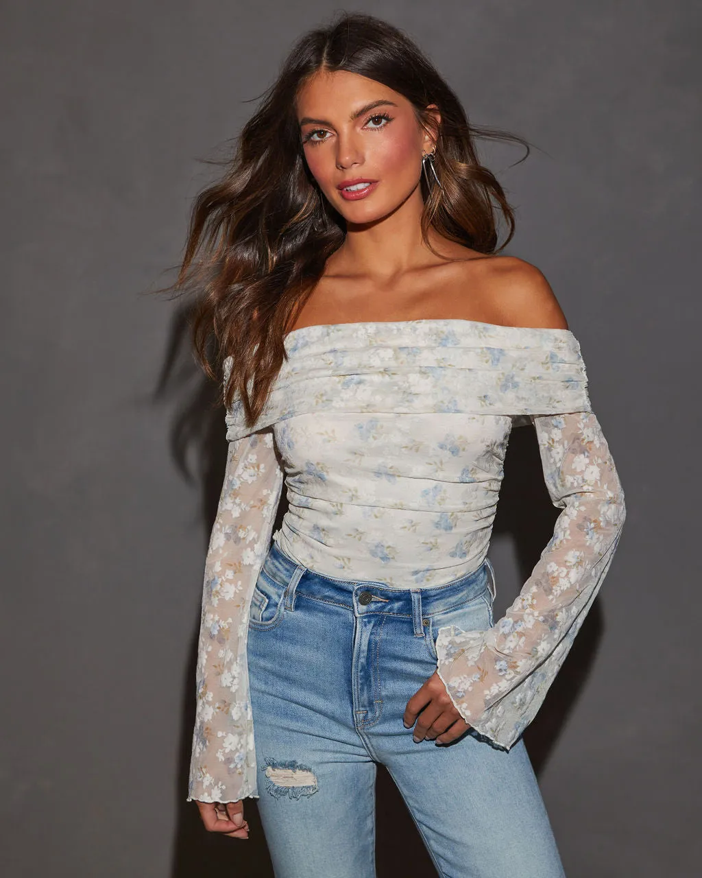 Eyes For You Off The Shoulder Mesh Top