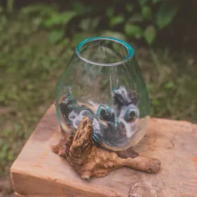 Glass Globe on Natural Wood - 10.5"