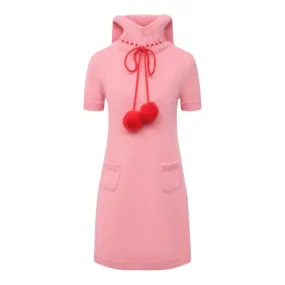 Gucci Hooded Pompom Mini Dress