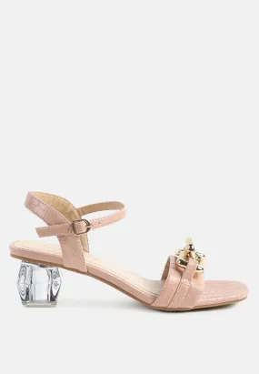 Icicle Clear Low Heel Metal Chain Sandals By Ruw