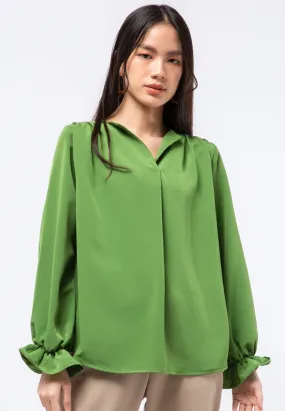 Lapel Tie Neck Blouse