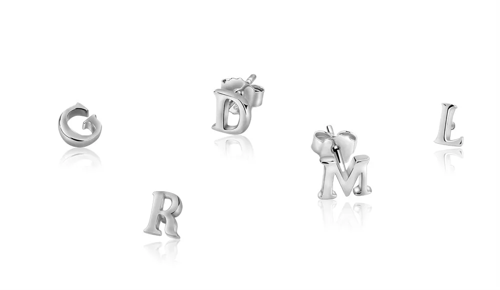 Letter Initial Stud Earrings