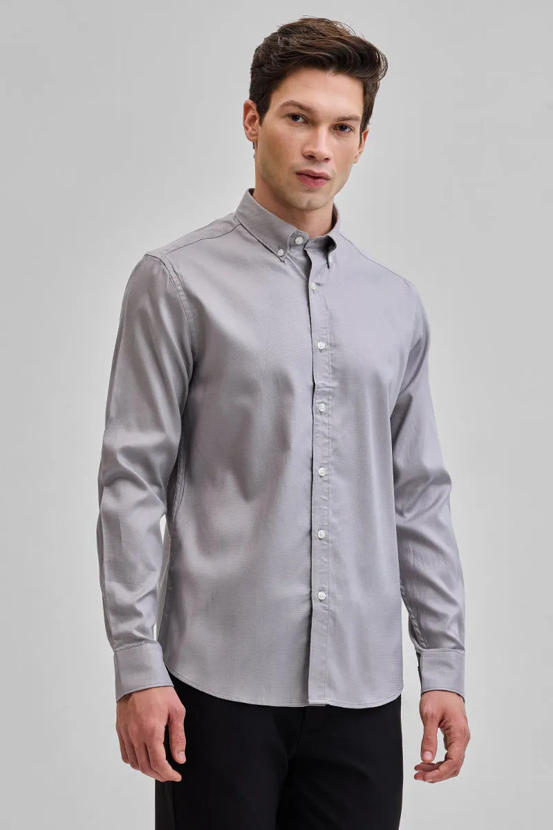 Light Grey Solid Oxford Shirt