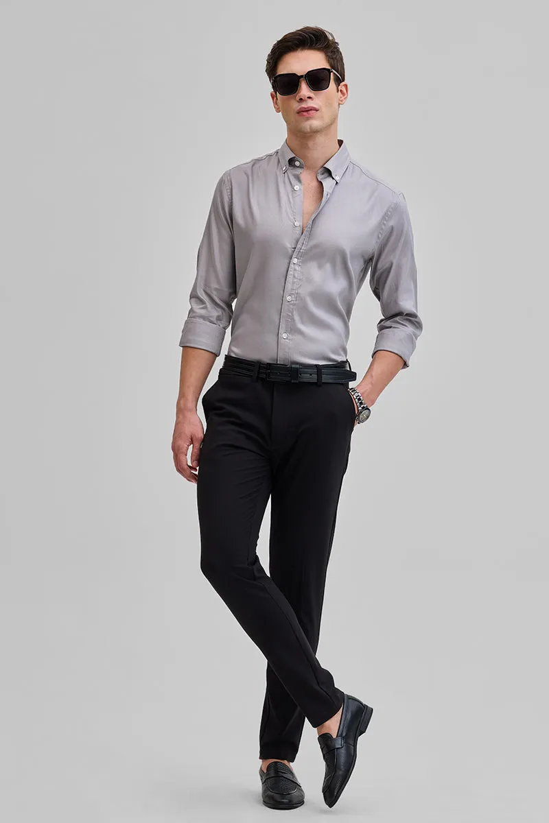 Light Grey Solid Oxford Shirt