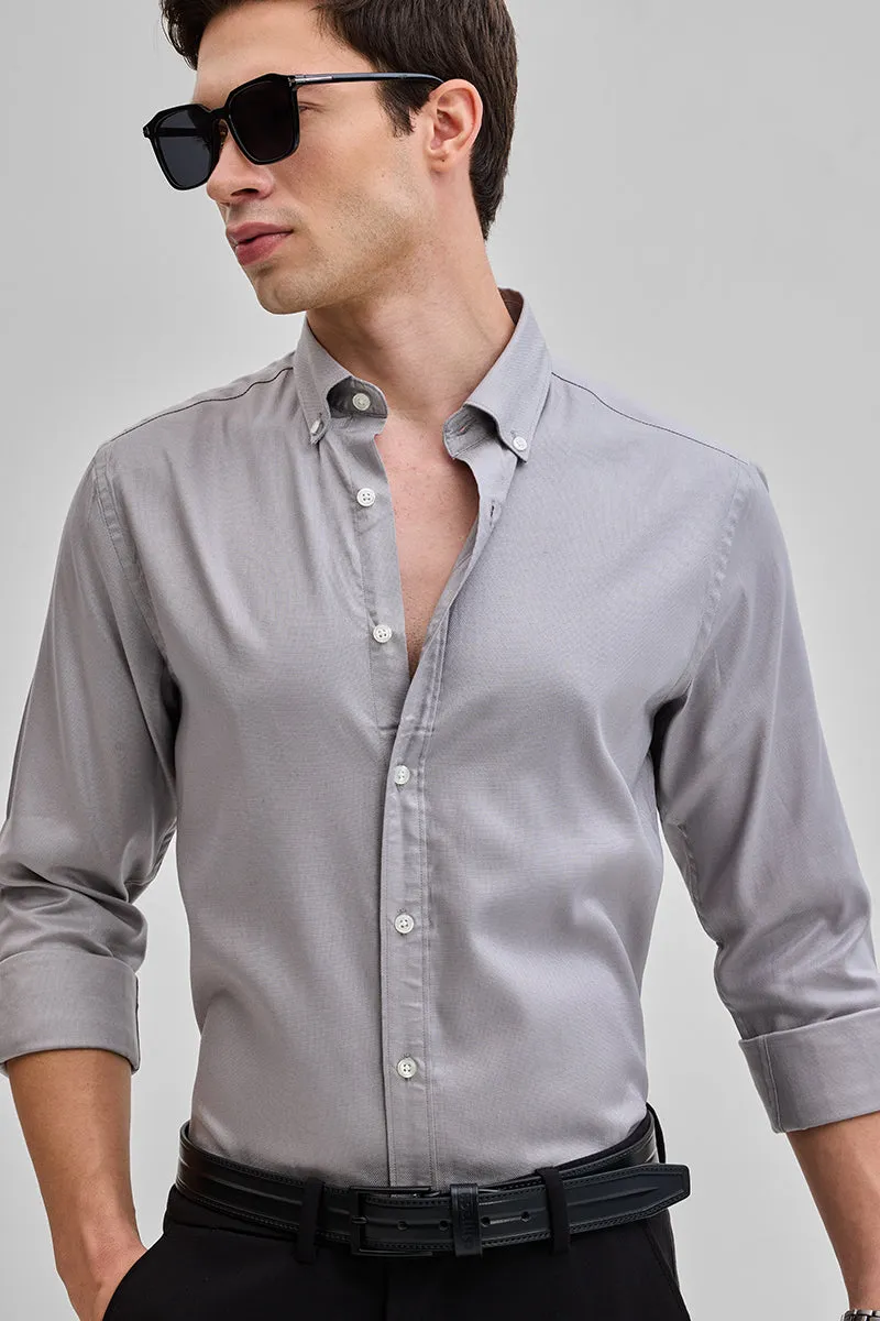 Light Grey Solid Oxford Shirt