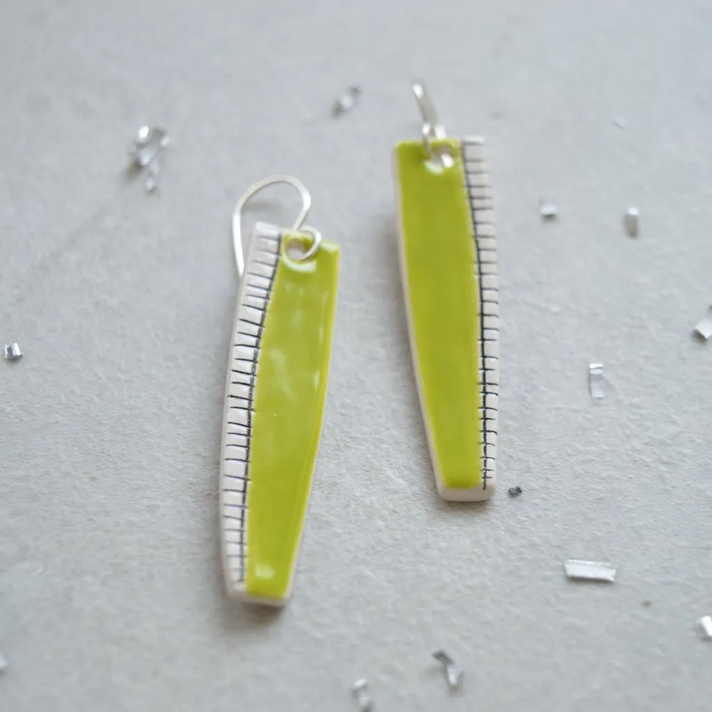 Lime green drop earrings