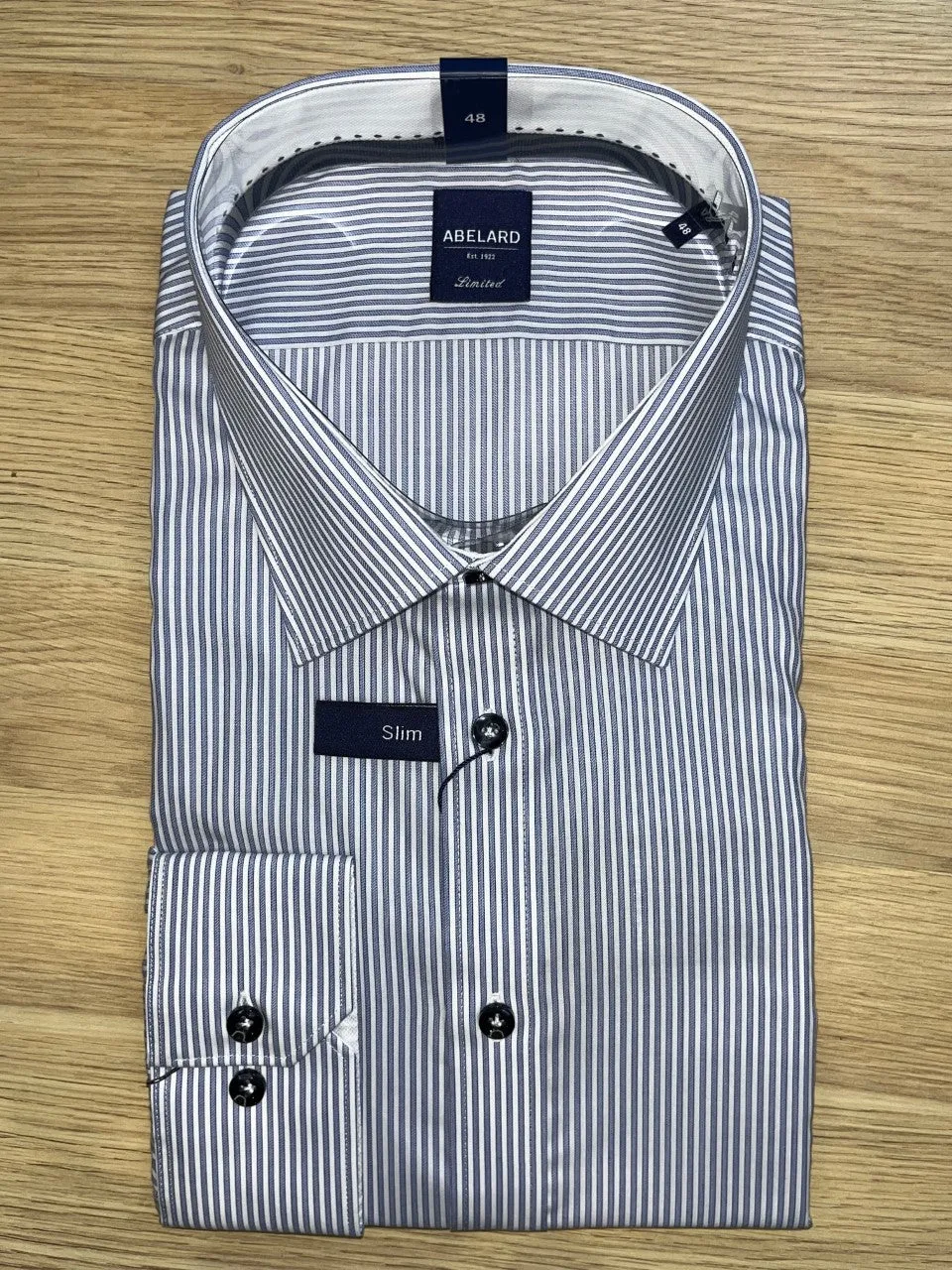 Long Sleeve Business Shirt - Striped - Slim Fit - Ink