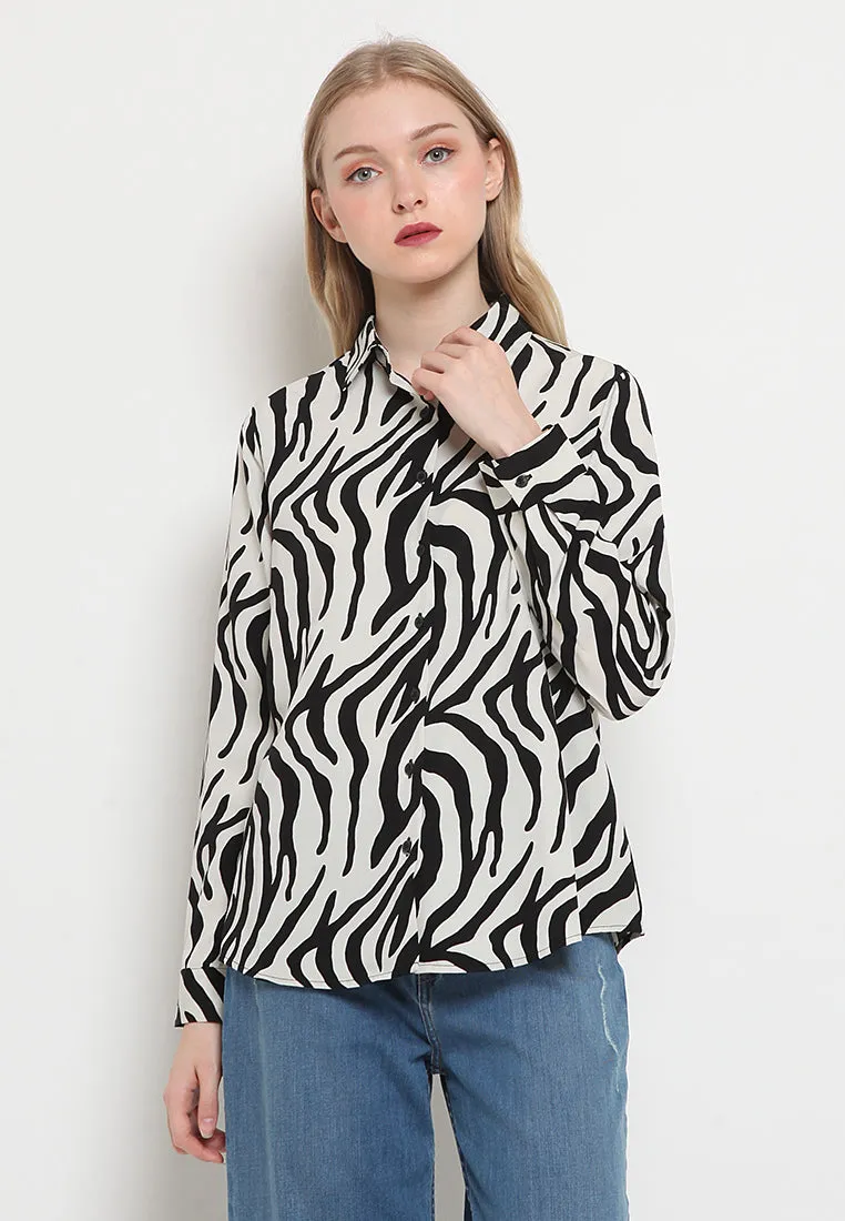 Long Sleeve Printed Blouse