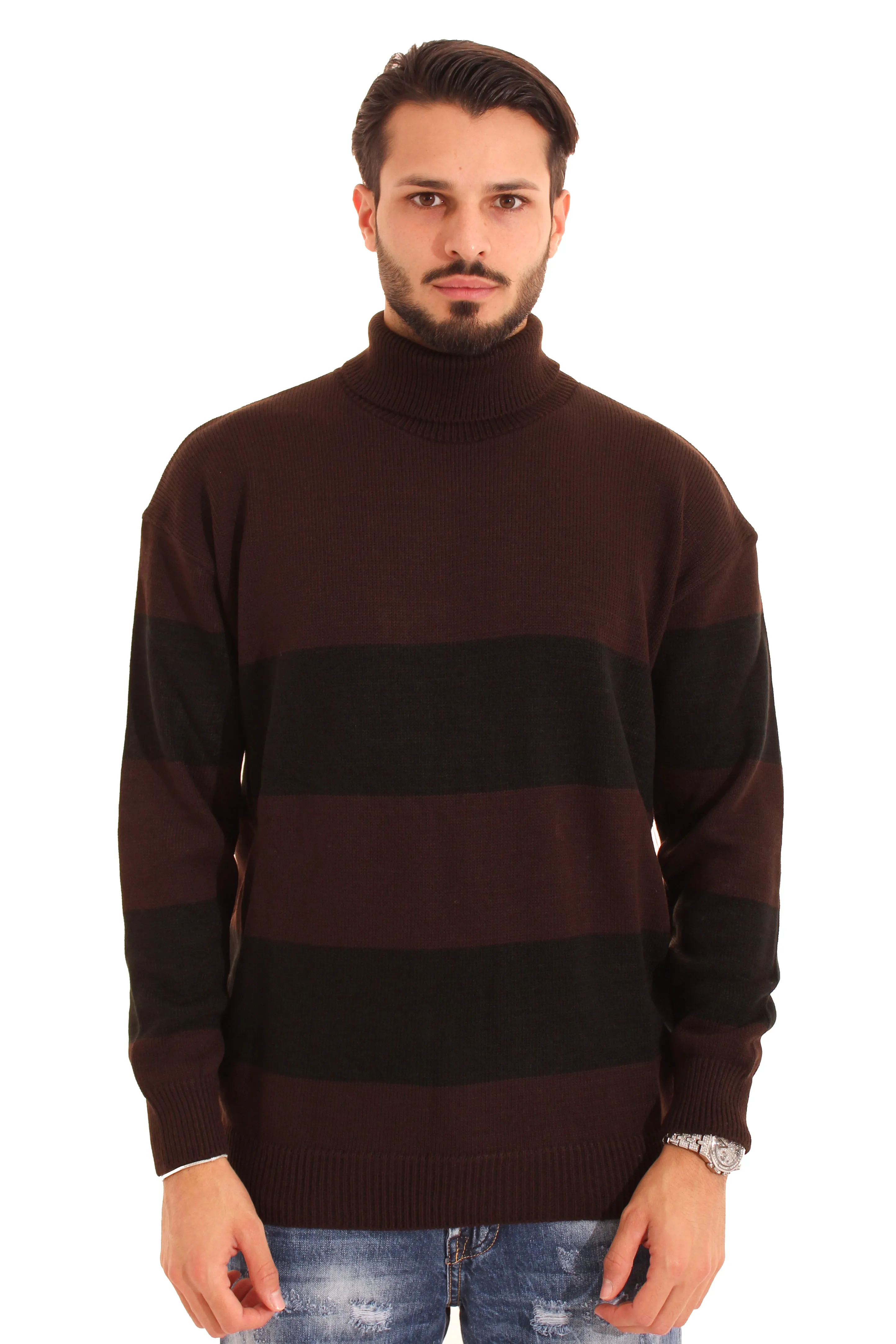 Maglione Uomo Dolcevita Fantasia Fasce Art. Mg77