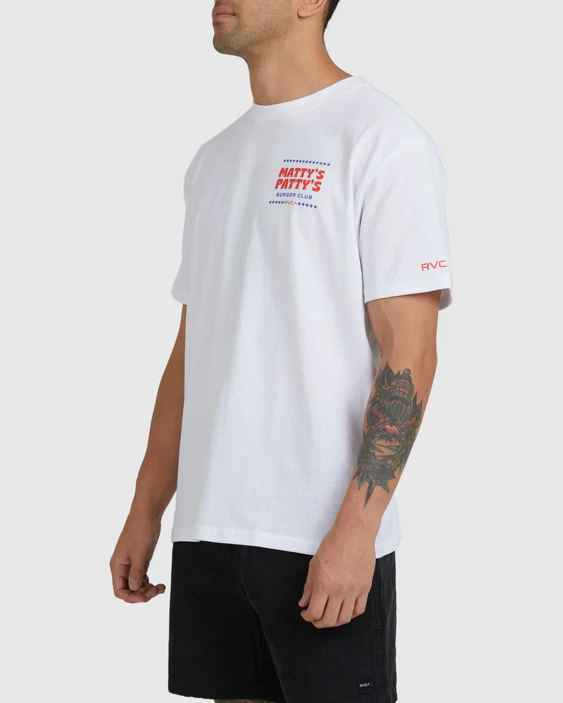 Mattys Pattys Burger Club Tee - White