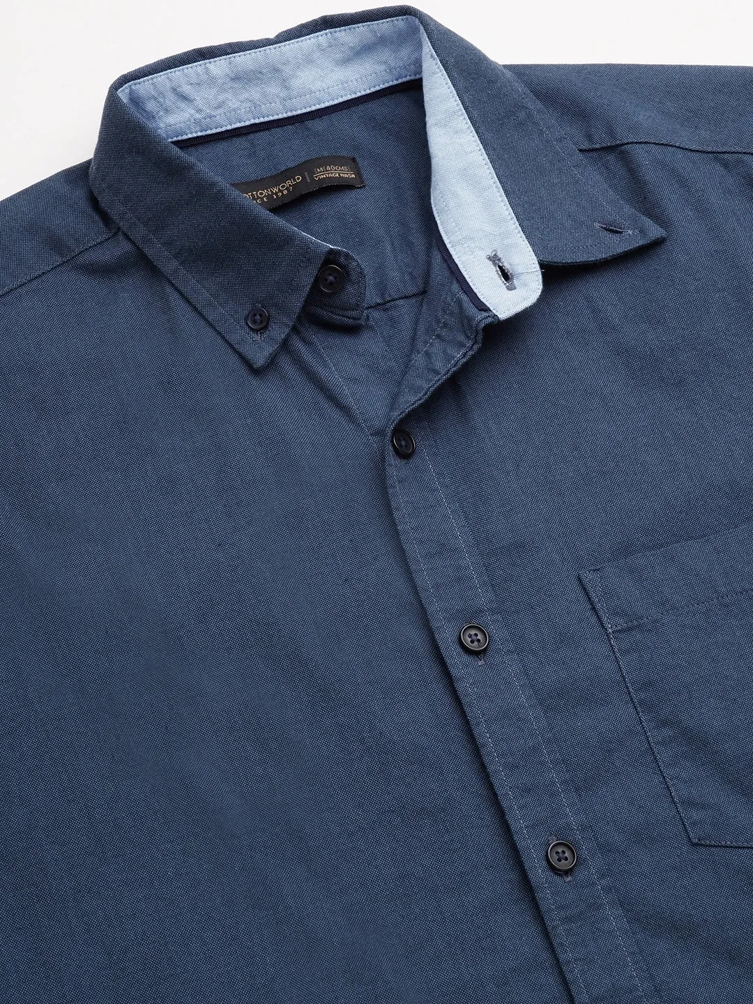 Men's Navy Oxford Cotton Regular Fit Shirts