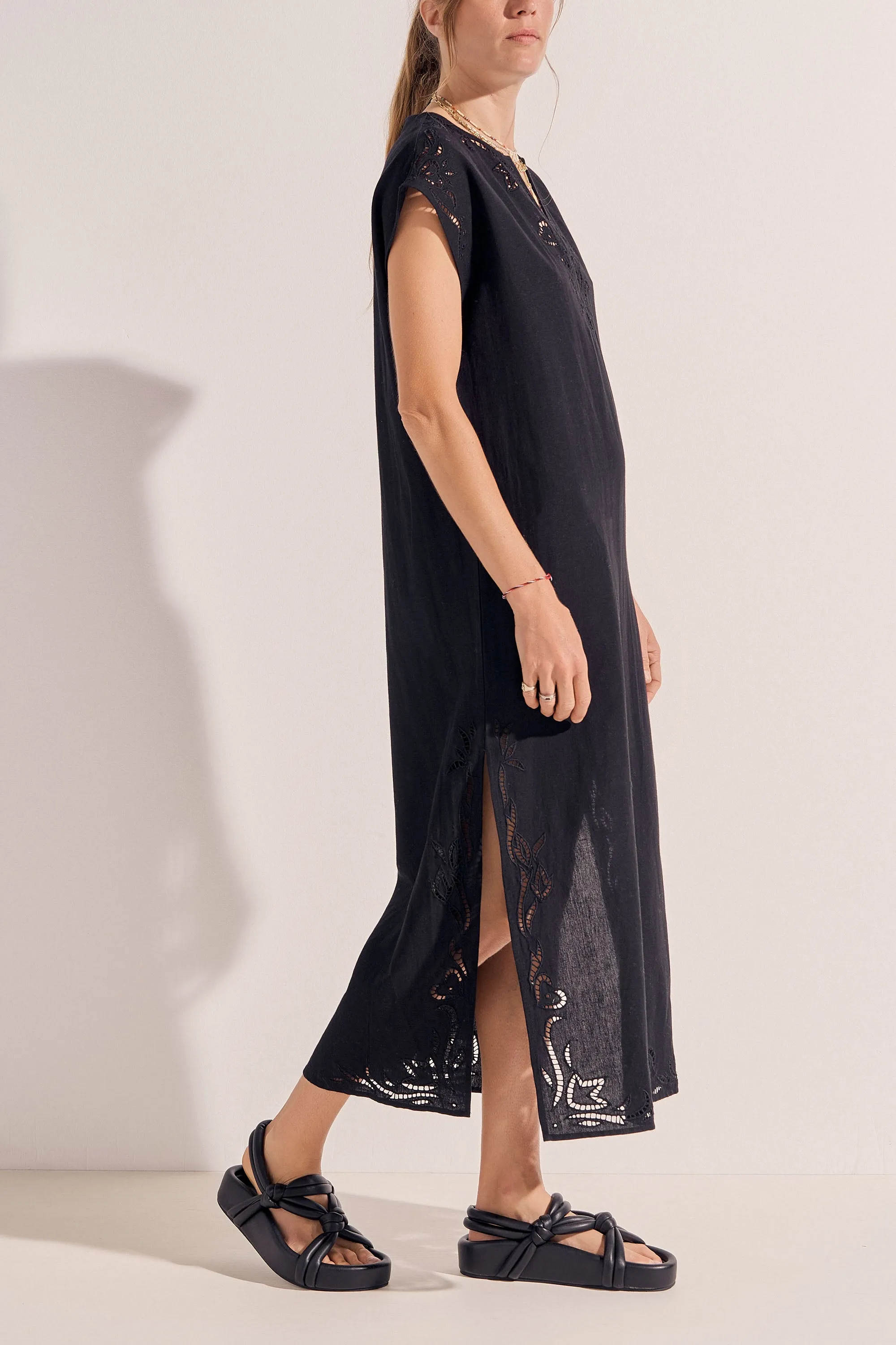 Phanes Black Eyelet Caftan