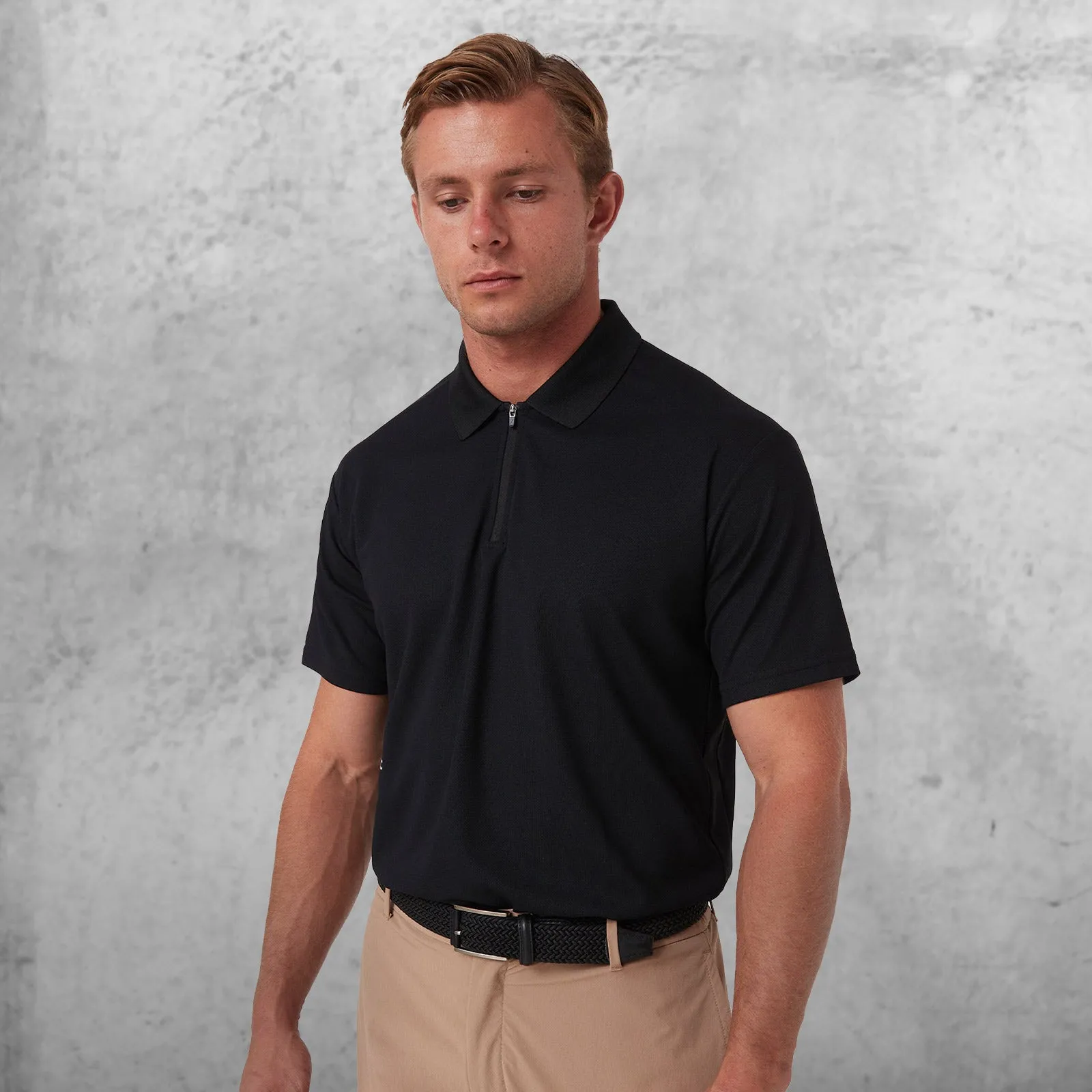 REC GEN - Men's Driform Zip Polo - Black