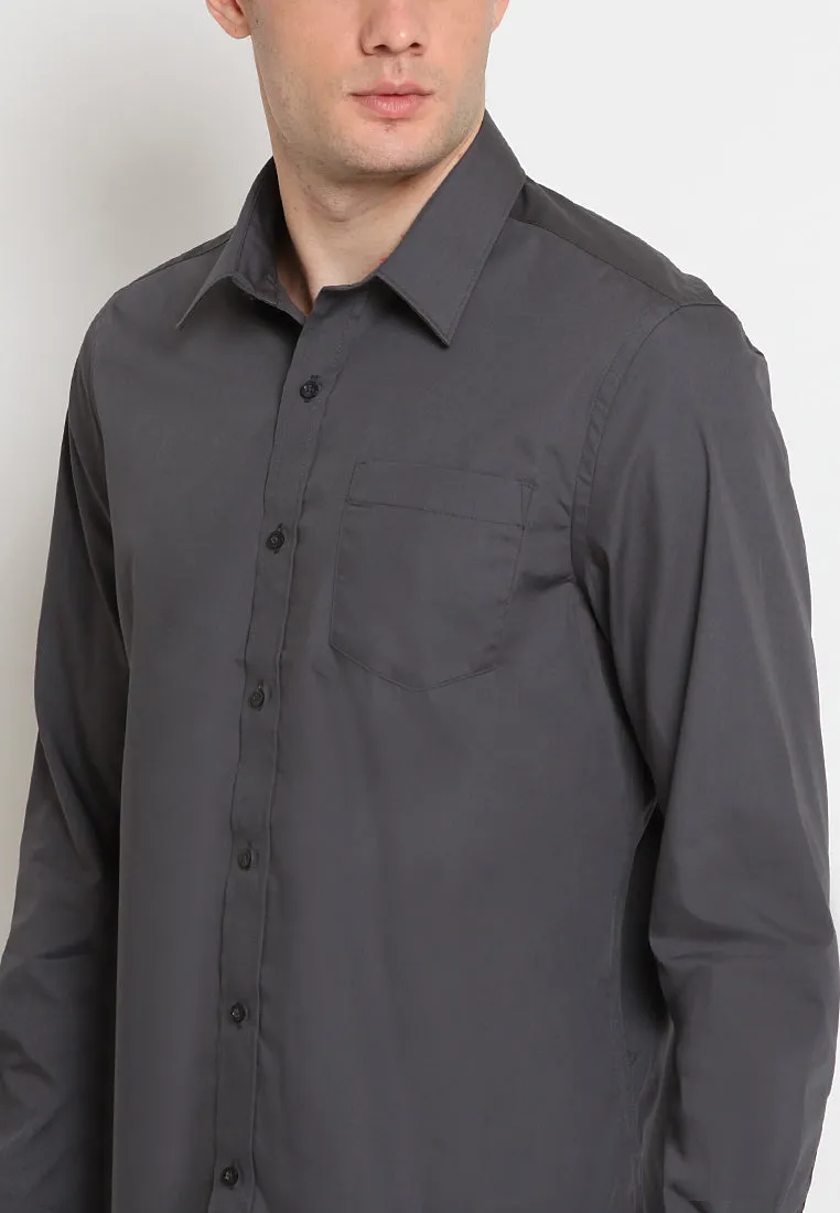 Regular Fit Long Sleeve Shirt Dark Grey