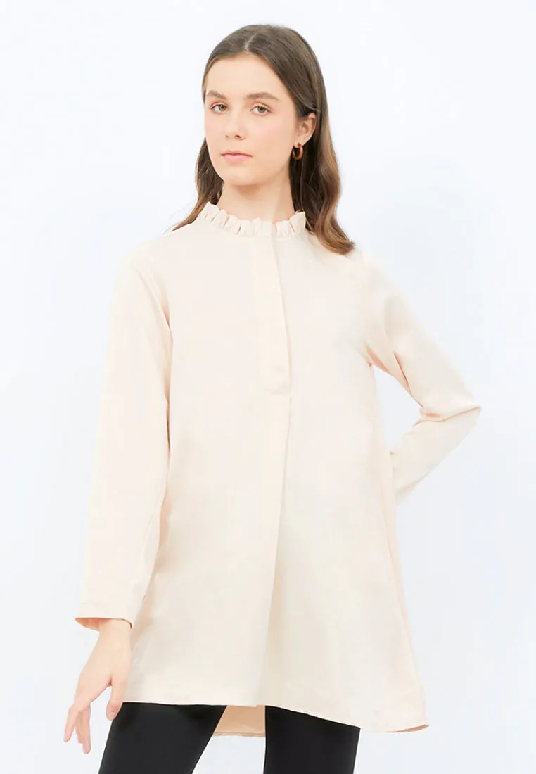 Regular Fit Tunic with Frill Neck