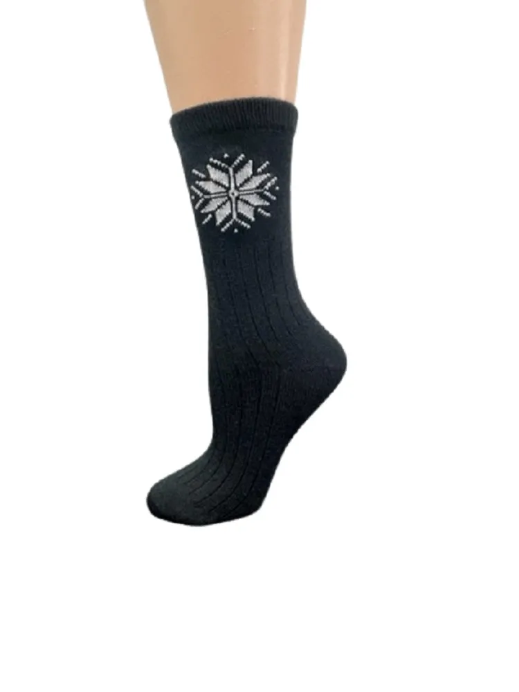 Snowflake Pattern Soft Acrylic Crew Women's Socks