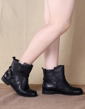 Spring Autumn Handmade Ankle Boots Black