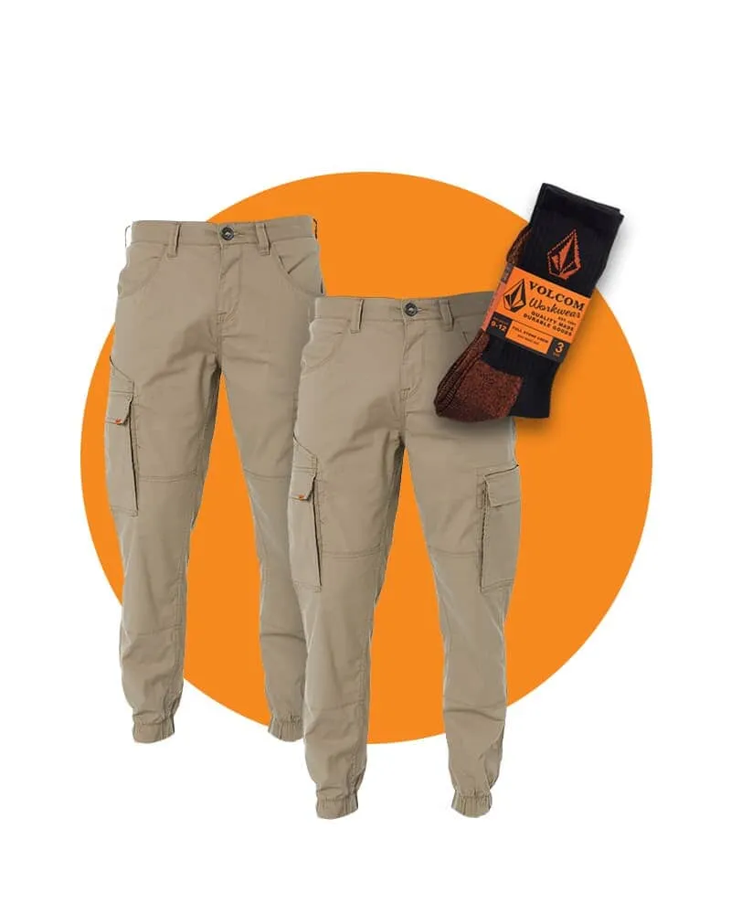 Tradies Meter Lightweight Cuff Pant Twin Value Pack - Brindle