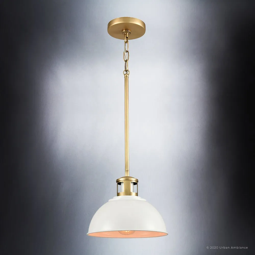 UEX2521 Cosmopolitan Pendant 8''H x 10''W, Native Brass & True White Finish, Georgetown Collection