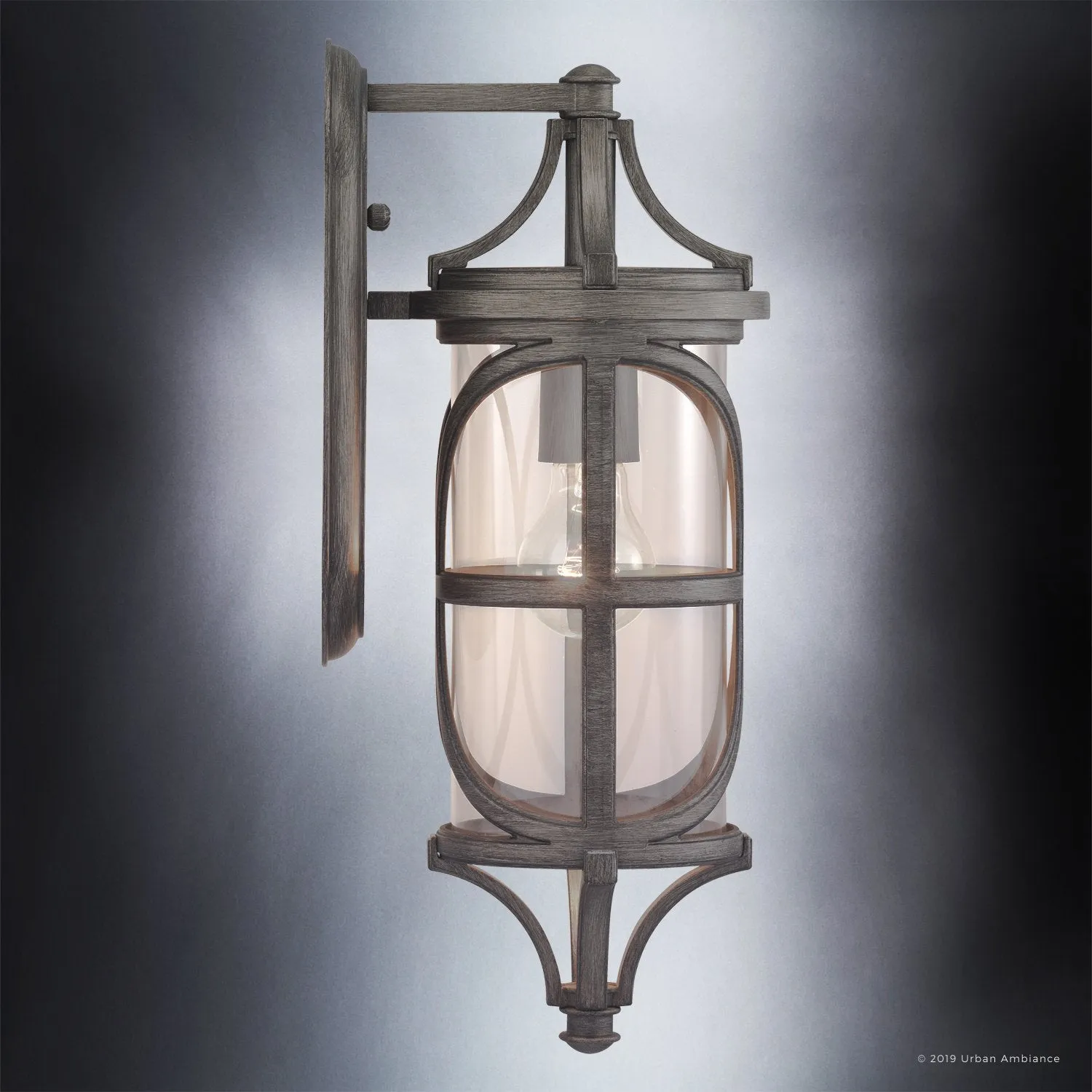 UHP1185 Rustic Outdoor Wall Light, 17-1/4" x 6-1/8", Aged Pewter Finish, Brussels Collection