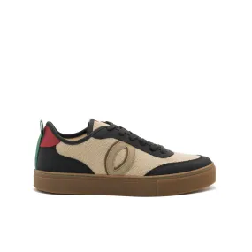 Vegan sneaker linen natural-black BRI021