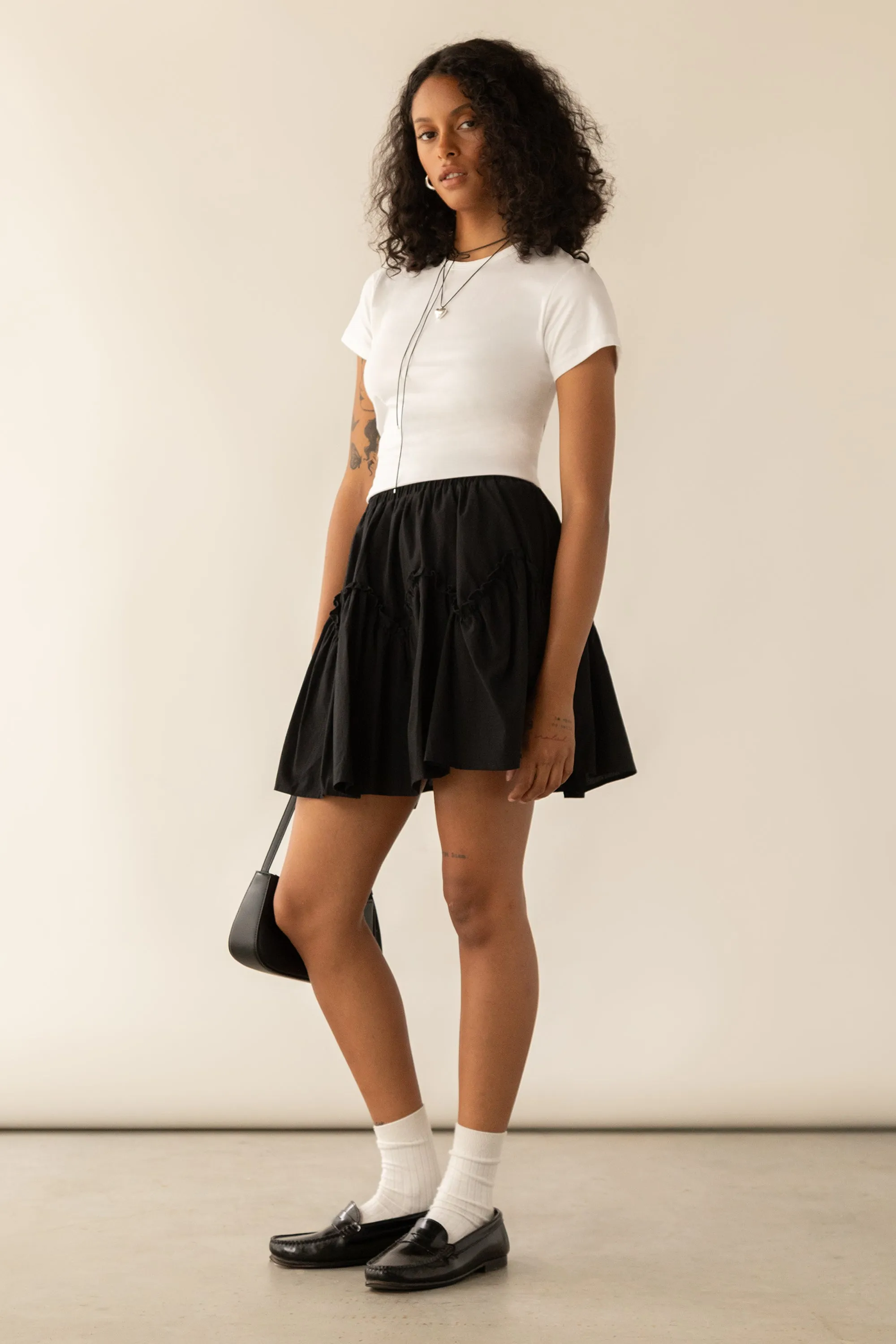 WAVY TIERED MINI SKIRT