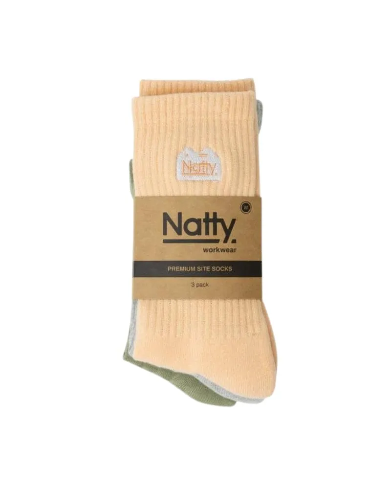 Womens Site Socks - Peach/Olive/Light Grey